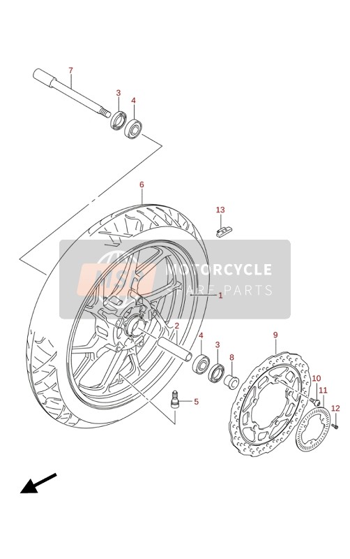 Suzuki DL250(A)(RLZ) V-STROM 2020 Vorderrad (DL250RLZ) für ein 2020 Suzuki DL250(A)(RLZ) V-STROM