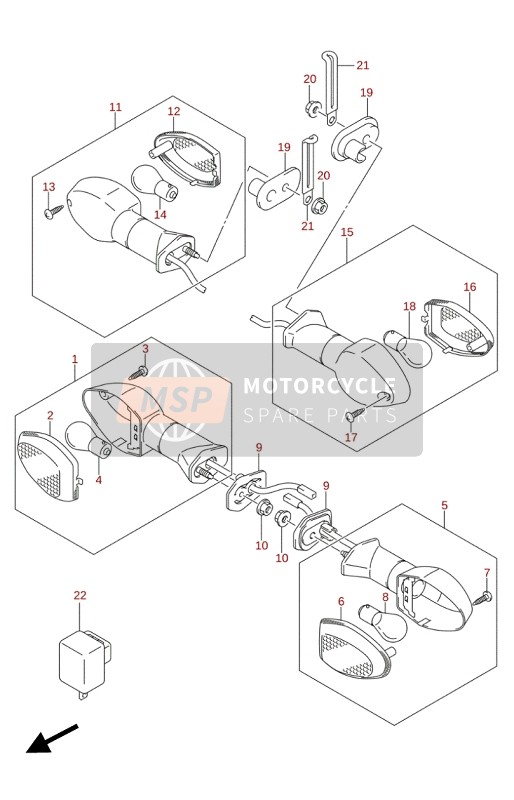 Suzuki DL650(A)(XA) V-STROM 2020 TURNSIGNAL LAMP for a 2020 Suzuki DL650(A)(XA) V-STROM