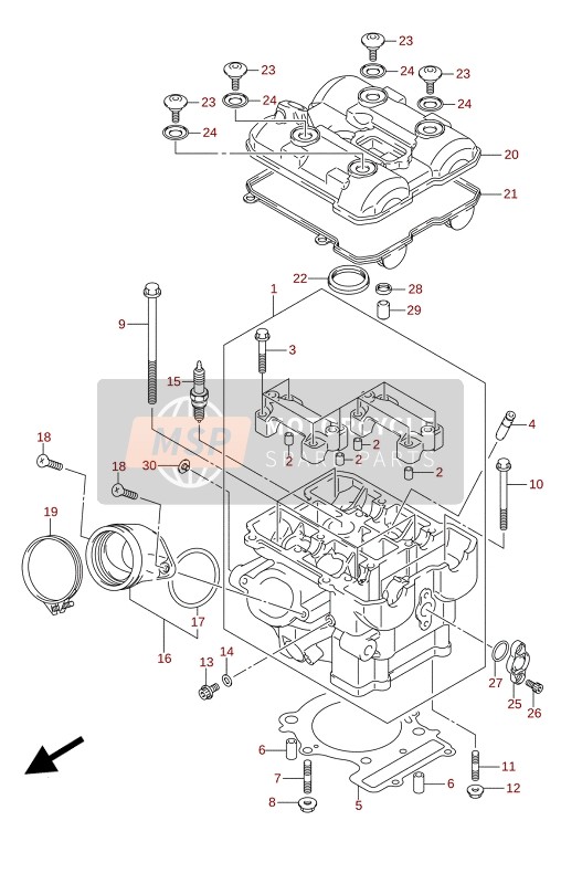 Suzuki DL1050(RC)(RQ) V-STROM 2020 Cilinderkop (Achter) voor een 2020 Suzuki DL1050(RC)(RQ) V-STROM