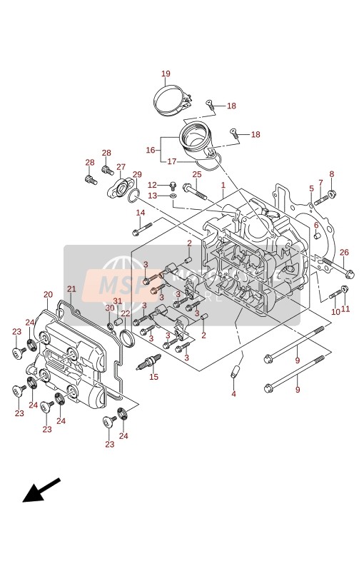Suzuki DL1050(WC)(WQ) V-STROM 2020 Cilinderkop (Voorzijde) (DL1050UQ,DL1050WQ) voor een 2020 Suzuki DL1050(WC)(WQ) V-STROM
