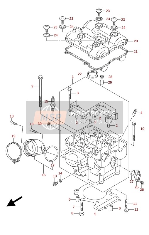 Suzuki DL1050(WC)(WQ) V-STROM 2020 Cilinderkop (Achter) voor een 2020 Suzuki DL1050(WC)(WQ) V-STROM