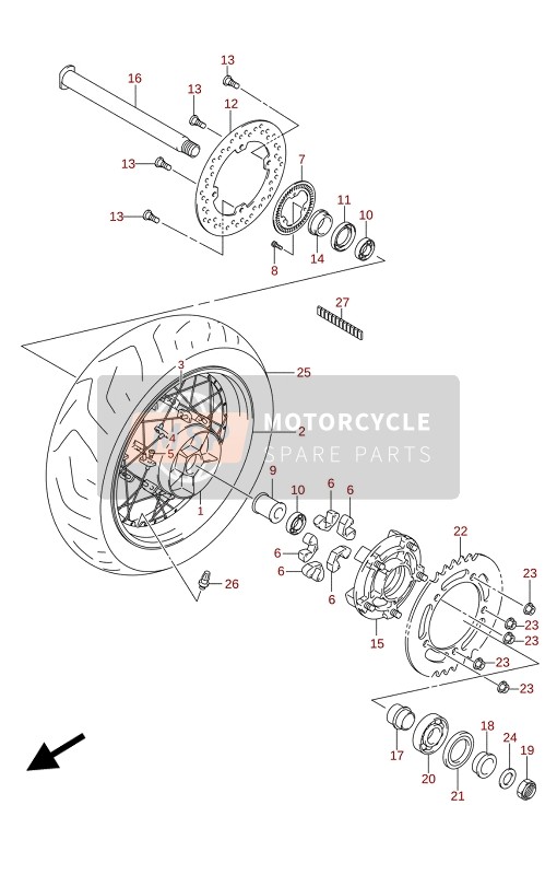 Suzuki DL1050(WC)(WQ) V-STROM 2020 Rear Wheel (DL1050UC,DL1050WC) for a 2020 Suzuki DL1050(WC)(WQ) V-STROM