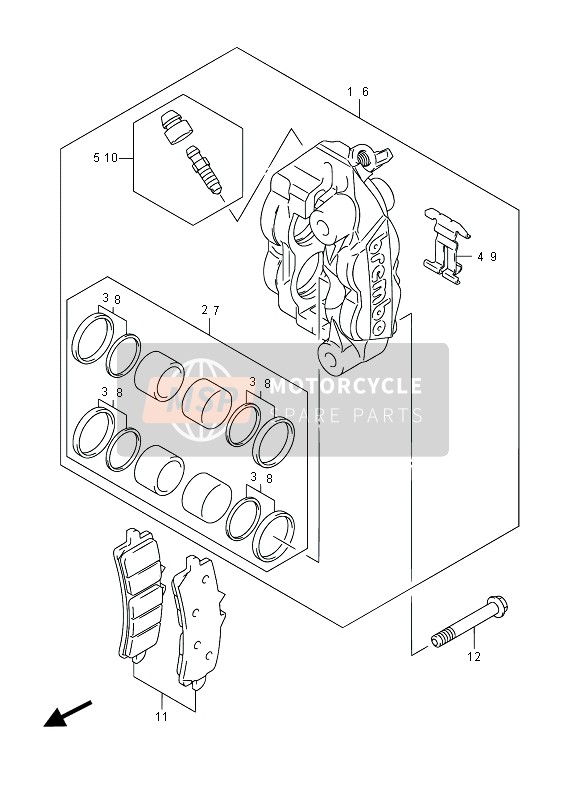 Suzuki GSX-R600 2014 Front Caliper for a 2014 Suzuki GSX-R600