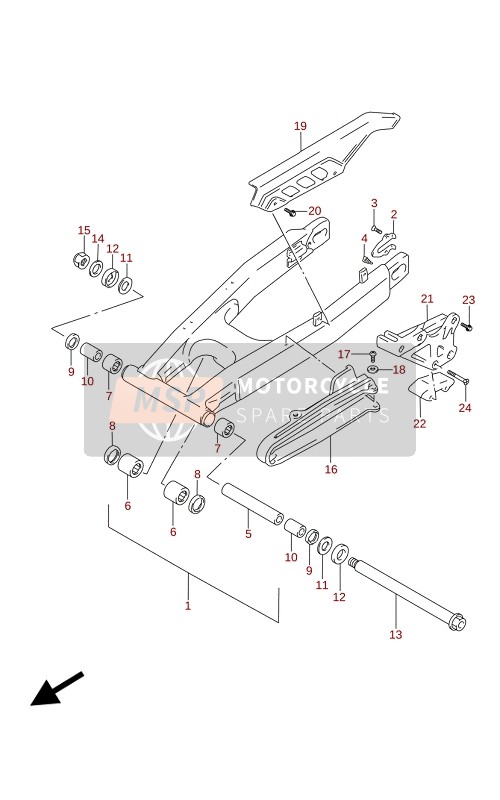 Suzuki DR650SE 2020 Braccio oscillante posteriore per un 2020 Suzuki DR650SE