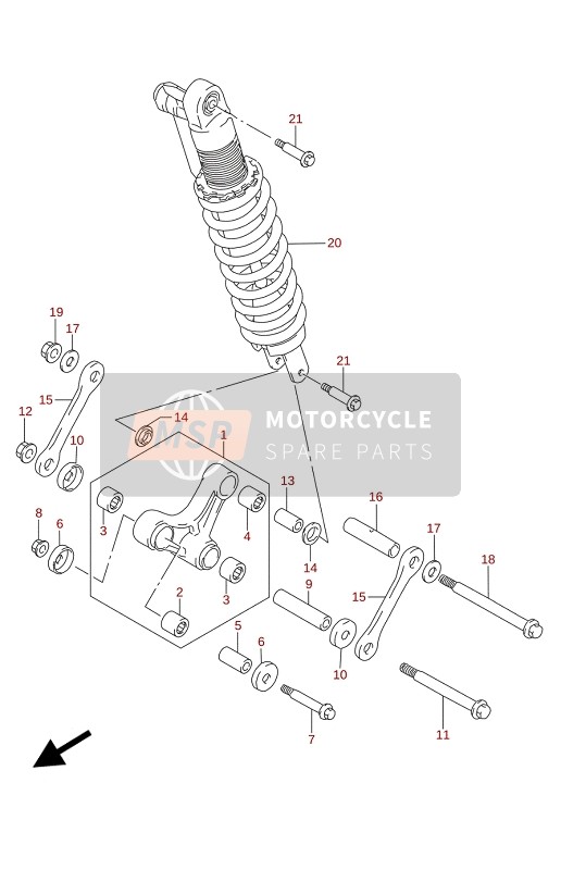 Suzuki DR650SE 2020 Levier de coussin arrière pour un 2020 Suzuki DR650SE