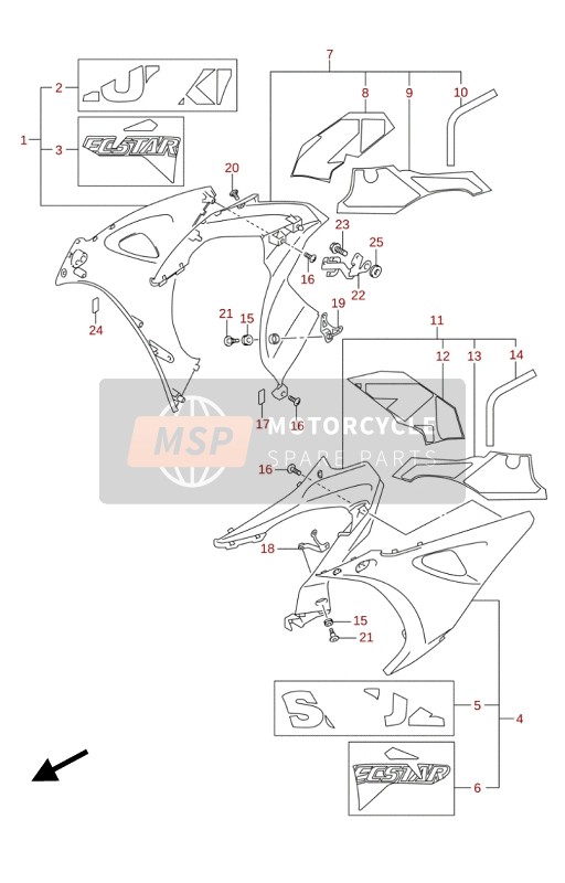 Suzuki GSX-R1000(A)(RA)(RZA) 2020 Cubierta del Carenado Lateral (2) (GSX-R1000A) para un 2020 Suzuki GSX-R1000(A)(RA)(RZA)