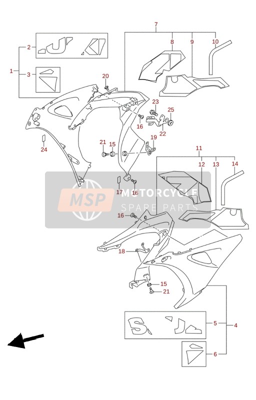 Suzuki GSX-R1000(A)(RA)(RZA) 2020 Cubierta del Carenado Lateral (2) (GSX-R1000RA) para un 2020 Suzuki GSX-R1000(A)(RA)(RZA)