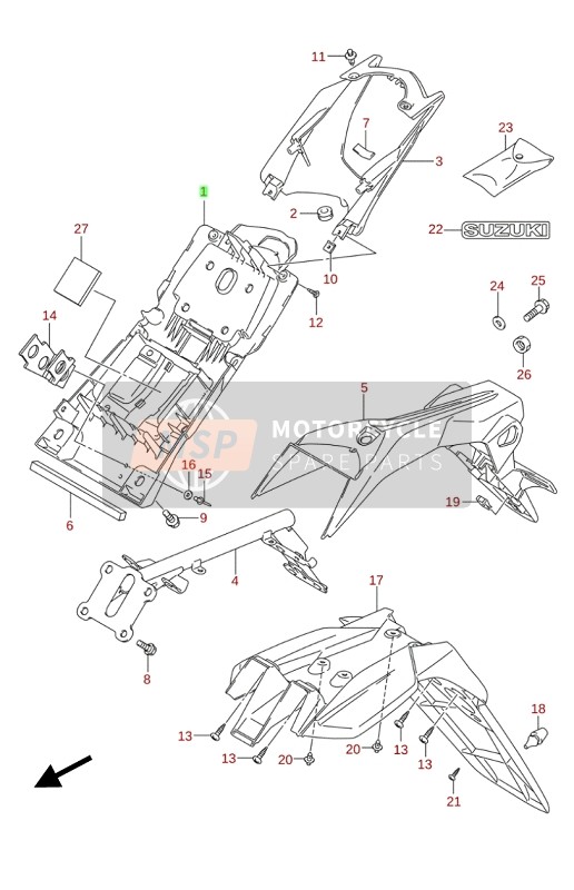 Suzuki GSX-S125(A)(XA) 2020 Parafango posteriore per un 2020 Suzuki GSX-S125(A)(XA)