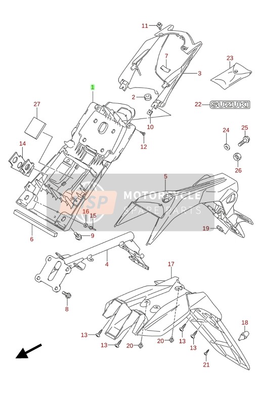 Suzuki GSX-S125(A)(XA) 2020 Guardabarros trasero para un 2020 Suzuki GSX-S125(A)(XA)