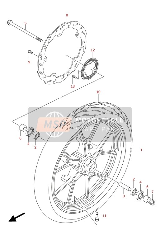 Suzuki GSX-S125(A)(XA) 2020 Front Wheel (GSX-S125A) for a 2020 Suzuki GSX-S125(A)(XA)