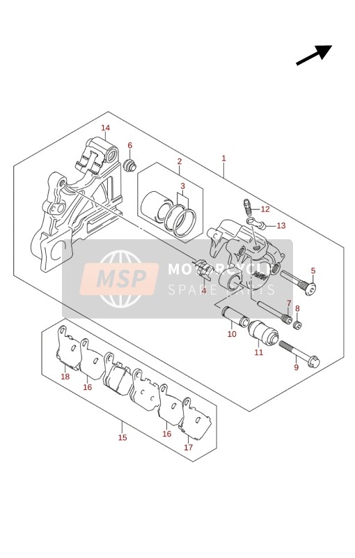 Suzuki GSX-S750(A)(AZ)(WQZ)(QZ) 2020 REAR CALIPER for a 2020 Suzuki GSX-S750(A)(AZ)(WQZ)(QZ)