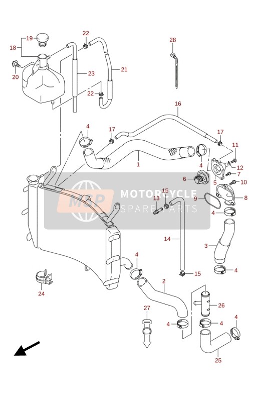 Suzuki GSX-S1000(FA)(FZA) 2020 Tuyau de radiateur pour un 2020 Suzuki GSX-S1000(FA)(FZA)