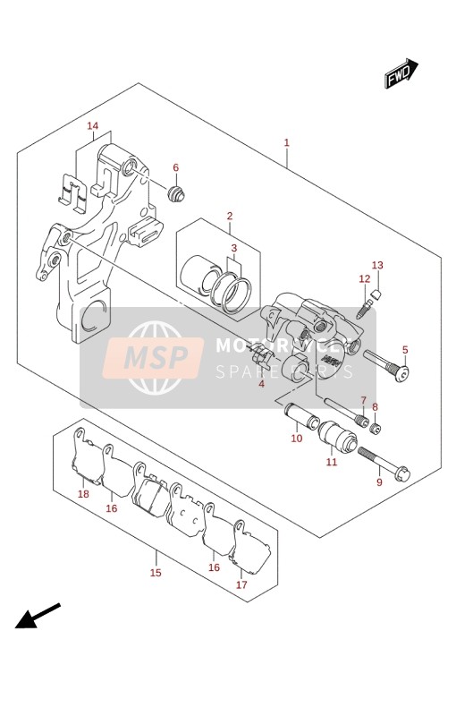 Suzuki GSX-S1000(FA)(FZA) 2020 REAR CALIPER for a 2020 Suzuki GSX-S1000(FA)(FZA)