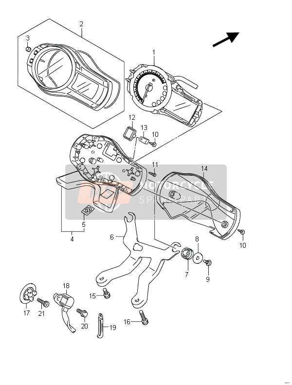 Suzuki GSF650(S)(A)(SA) BANDIT 2011 Tachimetro (GSF650A) per un 2011 Suzuki GSF650(S)(A)(SA) BANDIT