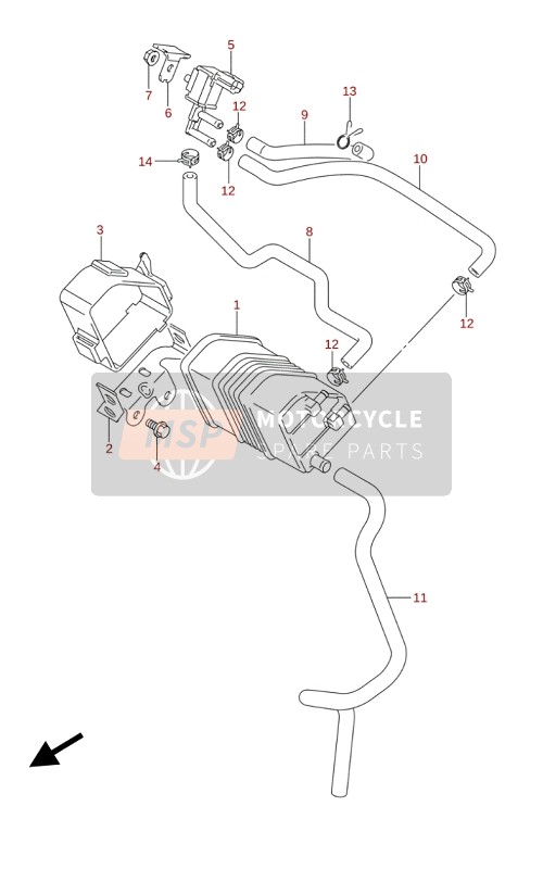 Suzuki GSX-S1000(A)(ZA) 2020 EVAP Sistema para un 2020 Suzuki GSX-S1000(A)(ZA)