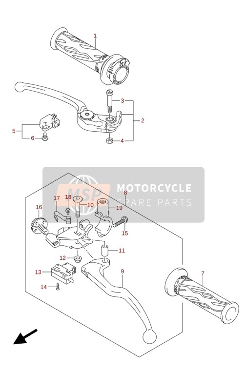 Suzuki GSX-S1000(A)(ZA) 2020 Palanca de la manija para un 2020 Suzuki GSX-S1000(A)(ZA)