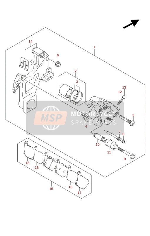 Suzuki GSX-S1000(A)(ZA) 2020 Remklauw achter voor een 2020 Suzuki GSX-S1000(A)(ZA)