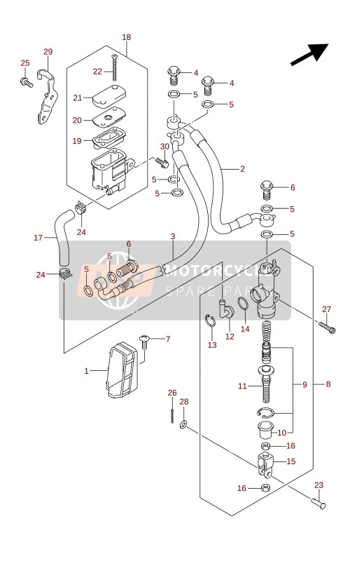 Suzuki SV650(A)(XA) 2020 Maître-cylindre arrière pour un 2020 Suzuki SV650(A)(XA)