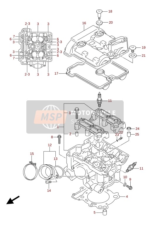 Suzuki DL650(A)(AE)(XA)(XAE) V-STROM 2021 Cabeza de cilindro (Posterior) para un 2021 Suzuki DL650(A)(AE)(XA)(XAE) V-STROM