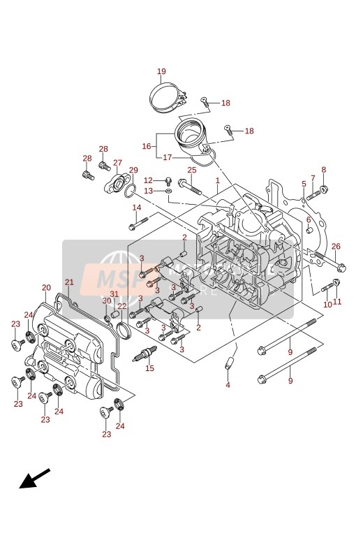 Suzuki DL1050RC - RQ V-STROM 2021 Cilinderkop (Voorzijde) (DL1050RQ) voor een 2021 Suzuki DL1050RC - RQ V-STROM