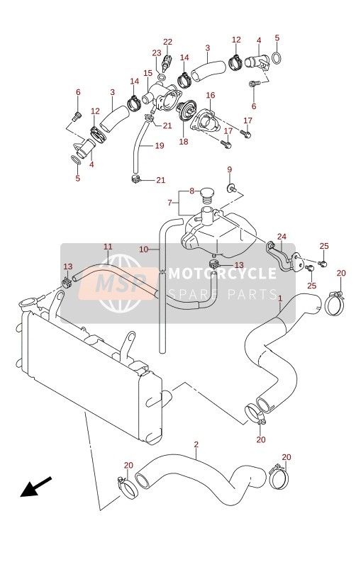 Suzuki DL1050RC - RQ V-STROM 2021 Tubo del radiatore per un 2021 Suzuki DL1050RC - RQ V-STROM