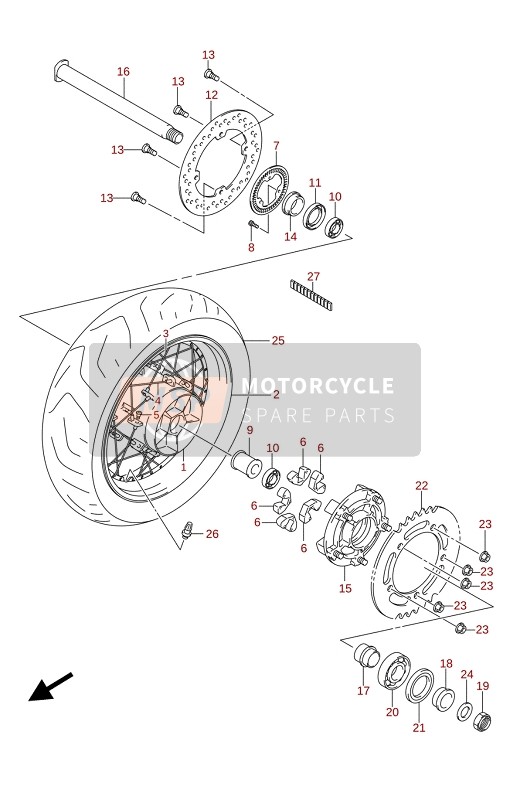 Suzuki DL1050RC - RQ V-STROM 2021 Rear Wheel (DL1050RC) for a 2021 Suzuki DL1050RC - RQ V-STROM