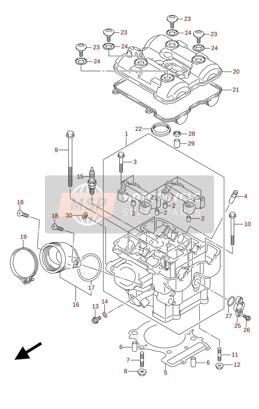 Suzuki DL1050(UQ)(WQ)(UC)(WC) V-STROM 2021 Cilinderkop (Achter) voor een 2021 Suzuki DL1050(UQ)(WQ)(UC)(WC) V-STROM