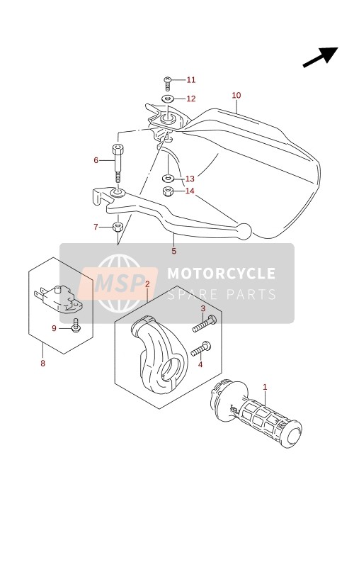 Suzuki DR650SE 2021 RH Handvat Hendel voor een 2021 Suzuki DR650SE