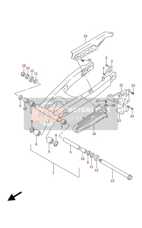 Suzuki DR650SE 2021 Braccio oscillante posteriore per un 2021 Suzuki DR650SE