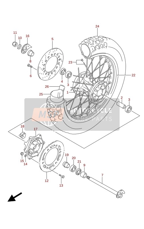 Suzuki DR650SE 2021 Achterwiel voor een 2021 Suzuki DR650SE