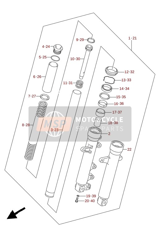 Suzuki GL150RLA 2021 Amortiguador de horquilla delantera para un 2021 Suzuki GL150RLA