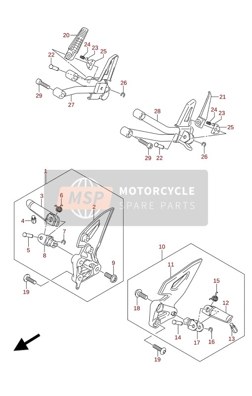 Suzuki GSX-R125RLZ 2021 Poggiapiedi per un 2021 Suzuki GSX-R125RLZ