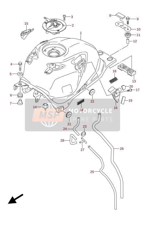 Suzuki GSX-R125RLZ 2021 Depósito de combustible para un 2021 Suzuki GSX-R125RLZ