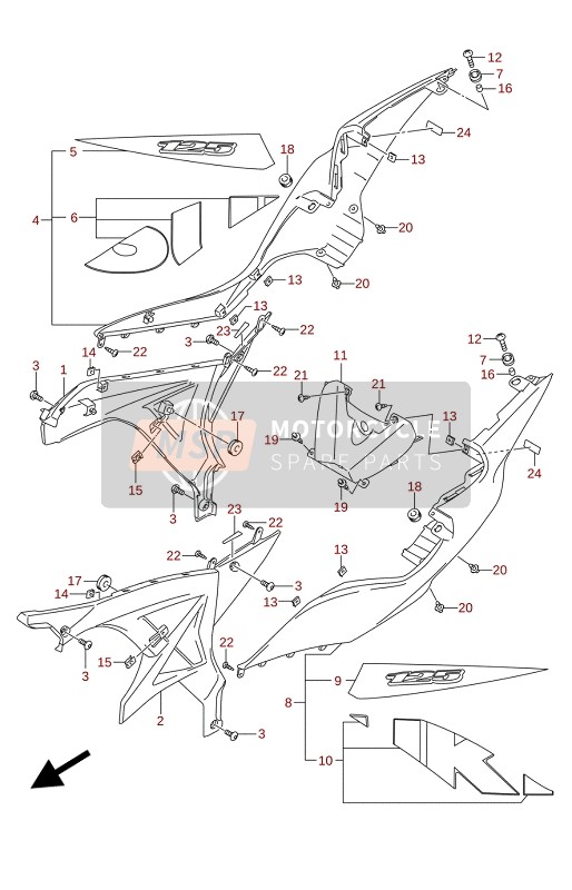 Suzuki GSX-R125RLZ 2021 Couverture de cadre pour un 2021 Suzuki GSX-R125RLZ