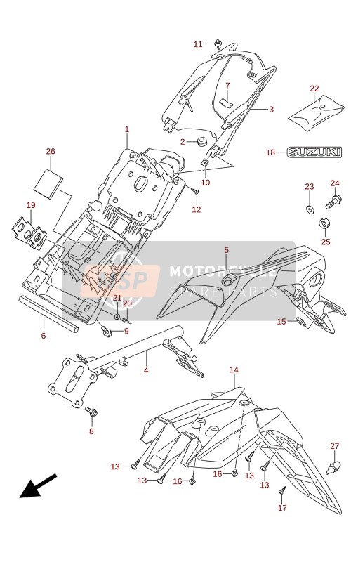 Suzuki GSX-R125RLZ 2021 Guardabarros trasero para un 2021 Suzuki GSX-R125RLZ