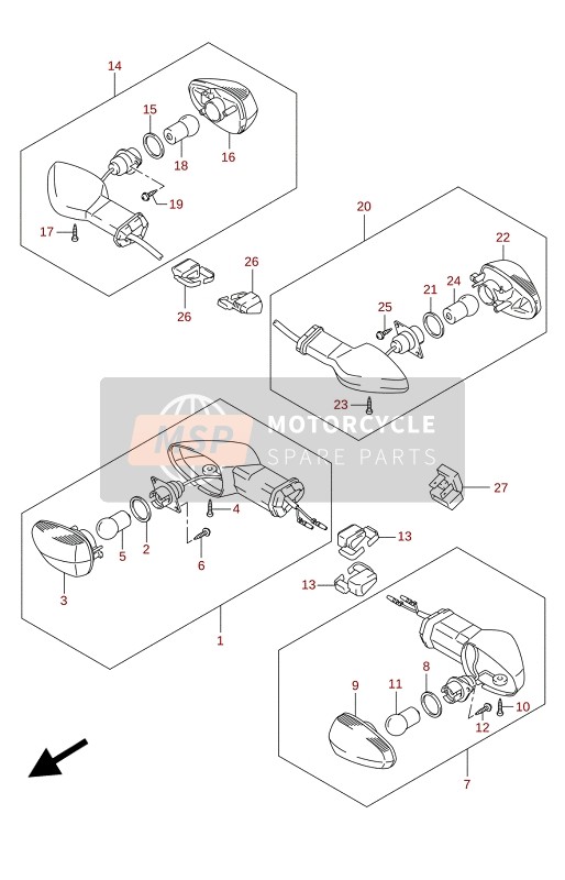 Suzuki GSX-R125XA 2021 Lámpara de señal de giro para un 2021 Suzuki GSX-R125XA