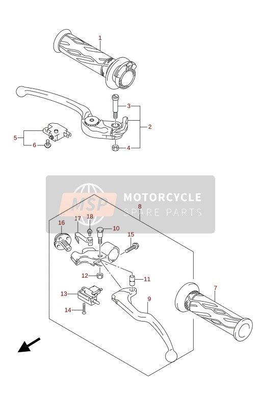 Suzuki GSX-R1000A(ZA)(RA)(RZA) 2021 Palanca de la manija para un 2021 Suzuki GSX-R1000A(ZA)(RA)(RZA)