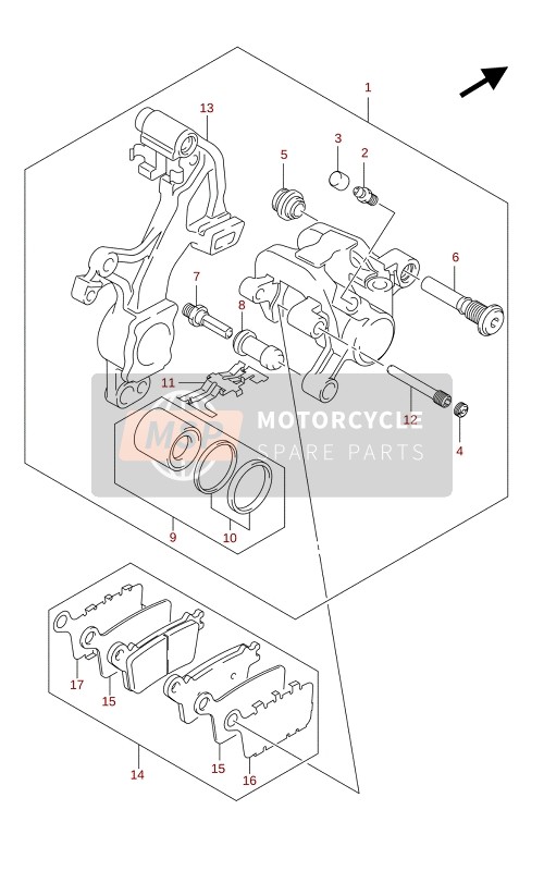 Suzuki GSX-R1000A(ZA)(RA)(RZA) 2021 BREMSSATTEL HINTEN für ein 2021 Suzuki GSX-R1000A(ZA)(RA)(RZA)