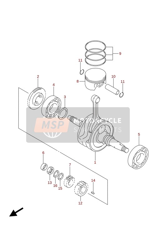 Suzuki GSX-S125XA 2021 Cigüeñal para un 2021 Suzuki GSX-S125XA