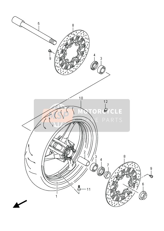 Suzuki GSX-R750 2014 Front Wheel for a 2014 Suzuki GSX-R750