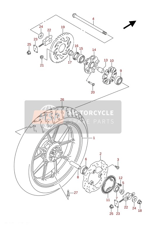 Suzuki GSX-S125XA 2021 Achterwiel voor een 2021 Suzuki GSX-S125XA