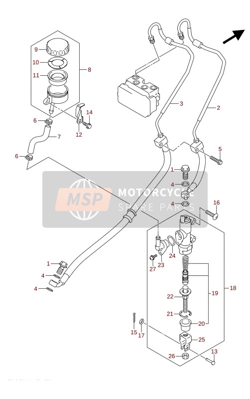 Suzuki GSX-S125XA 2021 Pompa freno posteriore per un 2021 Suzuki GSX-S125XA