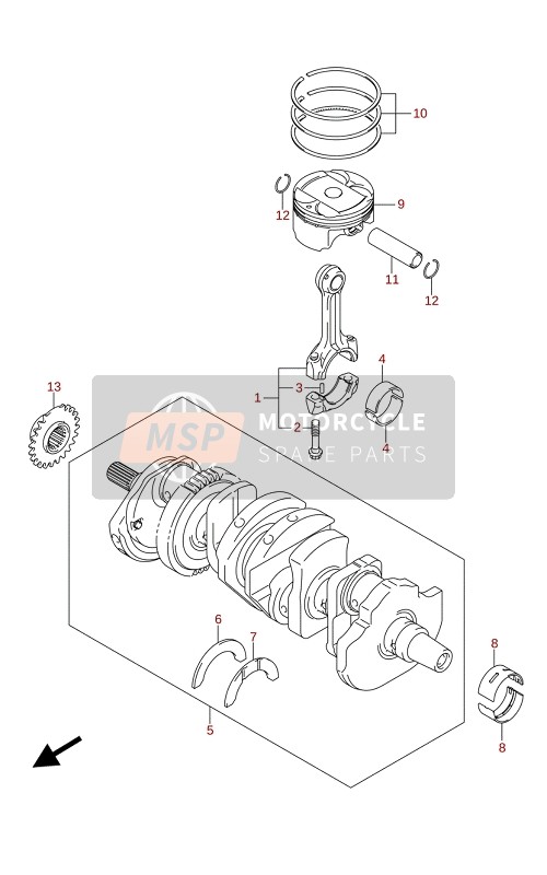 Suzuki GSX-S750A(ZA)(WQ)(WQZ)(UQ)(UQZ) 2021 CRANKSHAFT for a 2021 Suzuki GSX-S750A(ZA)(WQ)(WQZ)(UQ)(UQZ)