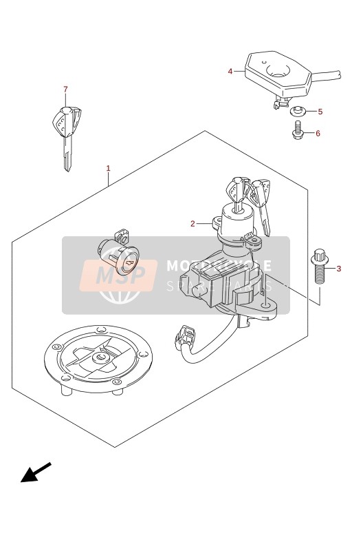 Suzuki GSX-S750A(ZA)(WQ)(WQZ)(UQ)(UQZ) 2021 Lock Set (GSX-S750UQ,GSX-S750UQZ,GSX-S750WQ,GSX-S750WQZ) for a 2021 Suzuki GSX-S750A(ZA)(WQ)(WQZ)(UQ)(UQZ)