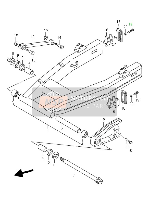 Suzuki GSX750 1998 Rear Swing Arm for a 1998 Suzuki GSX750