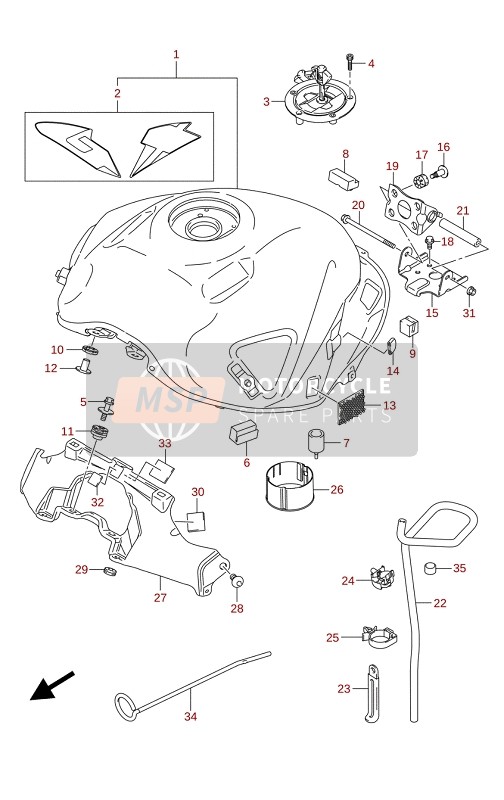 Suzuki GSX-S750A(ZA)(WQ)(WQZ)(UQ)(UQZ) 2021 Kraftstofftank (GSX-S750ZA,GSX-S750UQZ,GSX-S750WQZ) für ein 2021 Suzuki GSX-S750A(ZA)(WQ)(WQZ)(UQ)(UQZ)