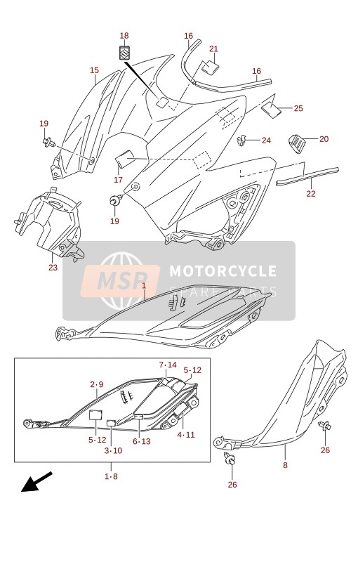 Suzuki GSX-S750A(ZA)(WQ)(WQZ)(UQ)(UQZ) 2021 Brandstoftankhoes (GSX-S750A,GSX-S750UQ,GSX-S750WQ) voor een 2021 Suzuki GSX-S750A(ZA)(WQ)(WQZ)(UQ)(UQZ)