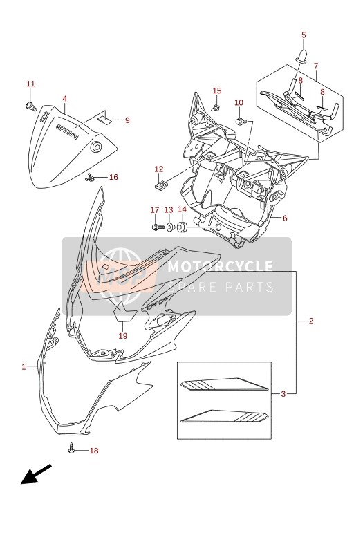 Suzuki GSX-S750A(ZA)(WQ)(WQZ)(UQ)(UQZ) 2021 Boîtier de phare (GSX-S750ZA,GSX-S750UQZ,GSX-S750WQZ) pour un 2021 Suzuki GSX-S750A(ZA)(WQ)(WQZ)(UQ)(UQZ)