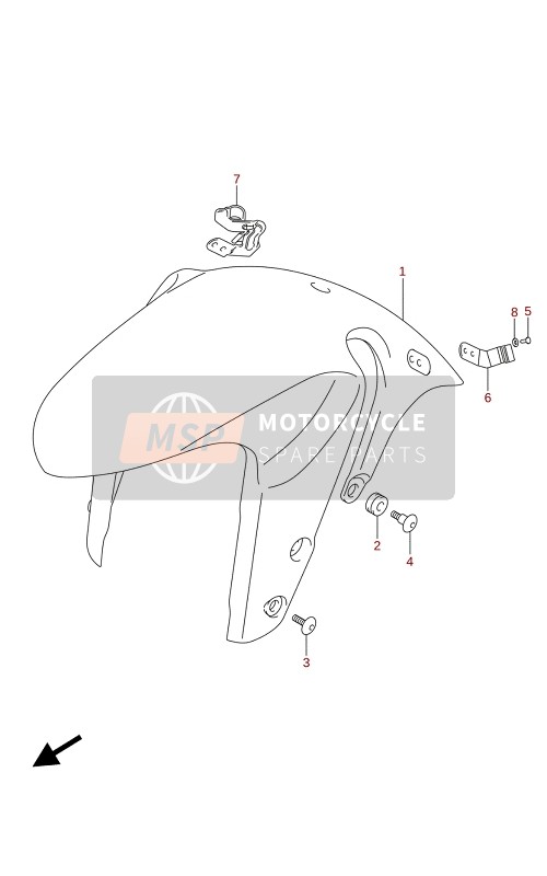 Suzuki GSX-S750A(ZA)(WQ)(WQZ)(UQ)(UQZ) 2021 Guardabarros delantero (GSX-S750A,GSX-S750UQ,GSX-S750WQ) para un 2021 Suzuki GSX-S750A(ZA)(WQ)(WQZ)(UQ)(UQZ)