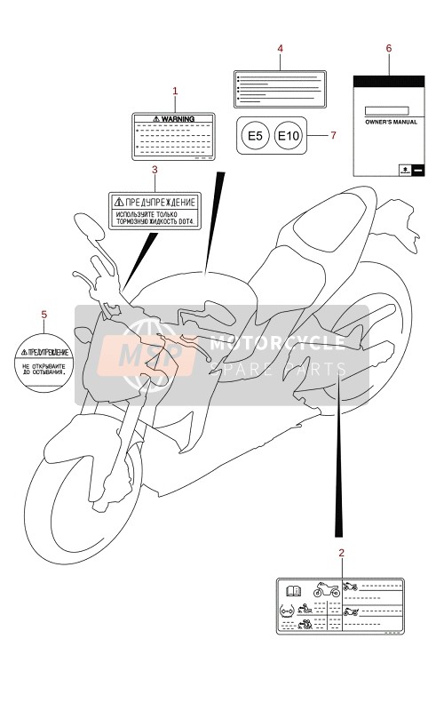 Suzuki GSX-S750A(ZA)(WQ)(WQZ)(UQ)(UQZ) 2021 LABEL for a 2021 Suzuki GSX-S750A(ZA)(WQ)(WQZ)(UQ)(UQZ)